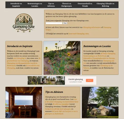 Voorbeeld van Glamping-site.nl website